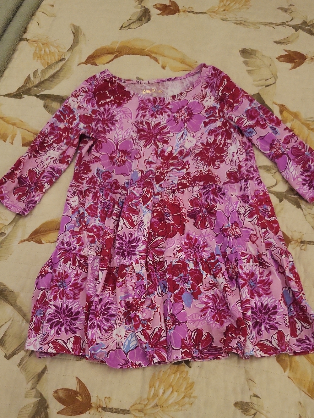 Lilly Pulitzer Kids Pink & Magenta Floral Long Sleeve Dress